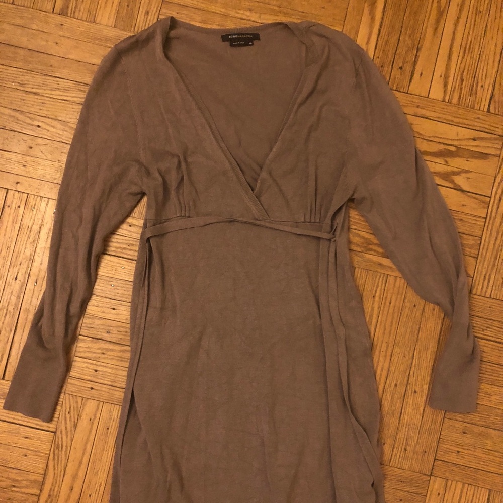 Brown BCBG Wrap Sweater Dress